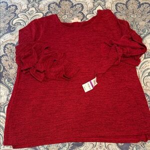 Style & Co. Red Ruffle Sleeve Sweatshirt